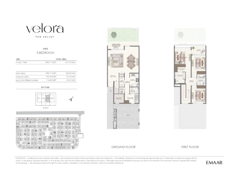 Velora The Valley VALE 3 Bedroom Unit 4 PLEX – TH03 Floor Plan