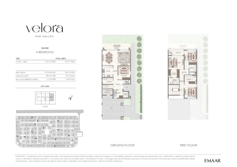 Velora The Valley RAVINE 4 Bedroom Unit 4 PLEX – TH04 Floor Plan