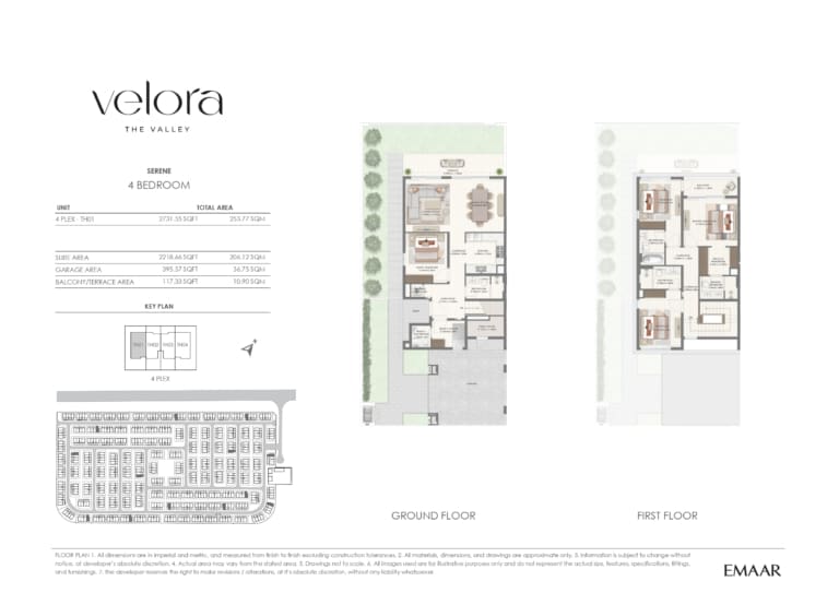 Velora The Valley SERENE 4 Bedroom Unit 4 PLEX – TH01 Floor Plan