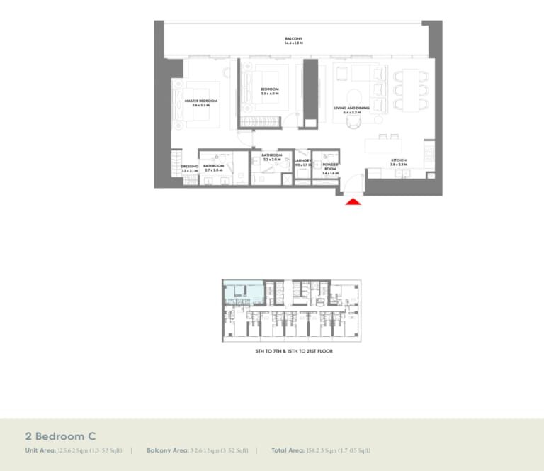 W The Residence 2 Bedroom Type C Floor Plan