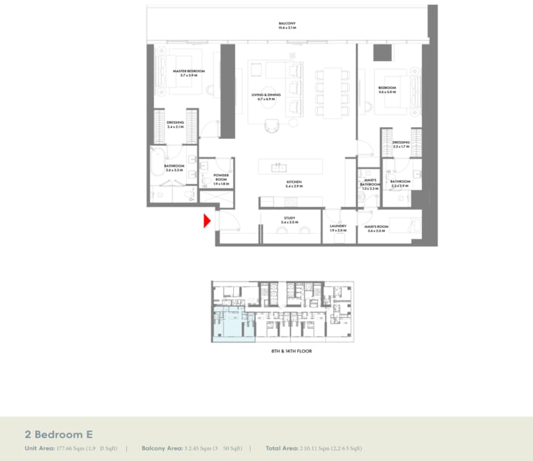 W The Residence 2 Bedroom Type E Floor Plan