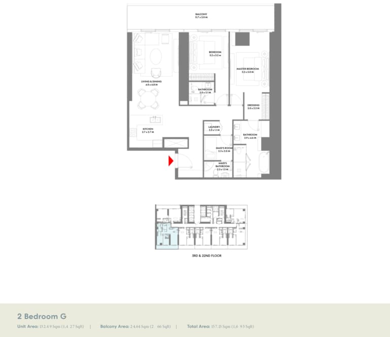 W The Residence 2 Bedroom Type G Floor Plan
