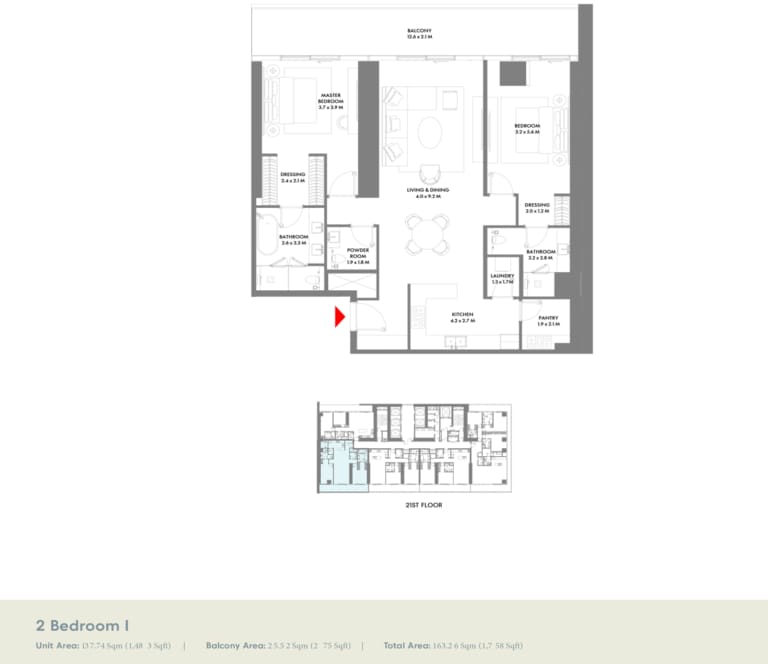 W The Residence 2 Bedroom Type I Floor Plan