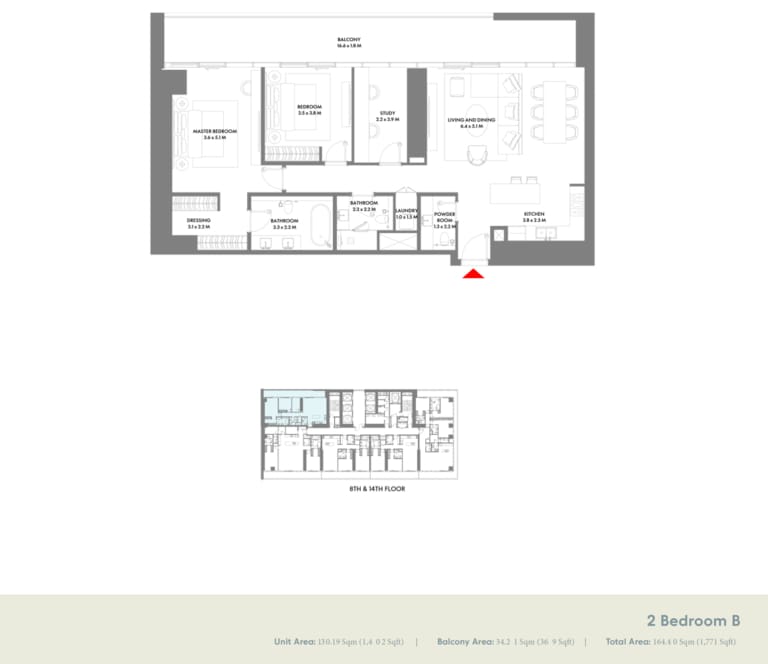 W The Residence 2 Bedroom Type B Floor Plan