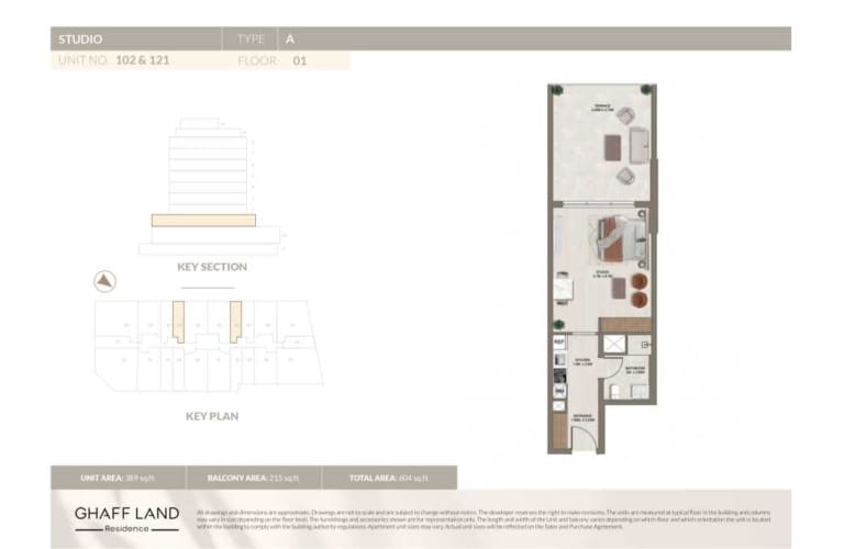 Ghaff Land Residence Studio Apartment Type A Floor Plan