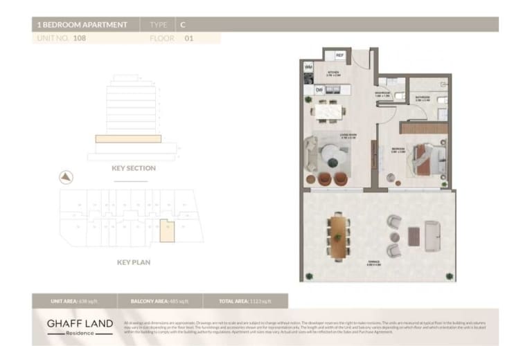 Ghaff Land Residence 1 Bedroom Apartment Type C Floor Plan