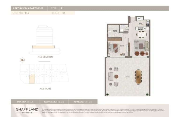 Ghaff Land Residence 1 Bedroom Apartment Type E Floor Plan