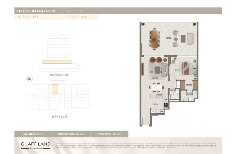 Ghaff Land Residence 1 Bedroom Apartment Type F Floor Plan