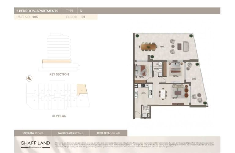Ghaff Land Residence 2 Bedroom Apartment Type A Floor Plan