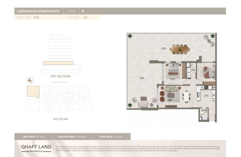 Ghaff Land Residence 2 Bedroom Apartment Type D Floor Plan