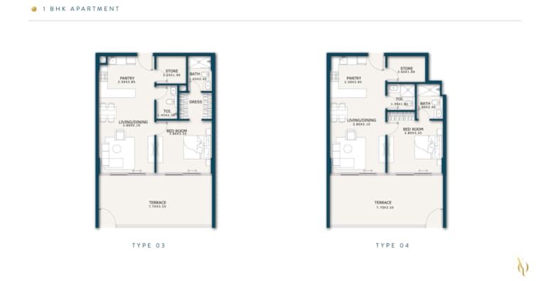 Enqlave 1 Bedroom Apartment Type 3 & 4 Floor Plan