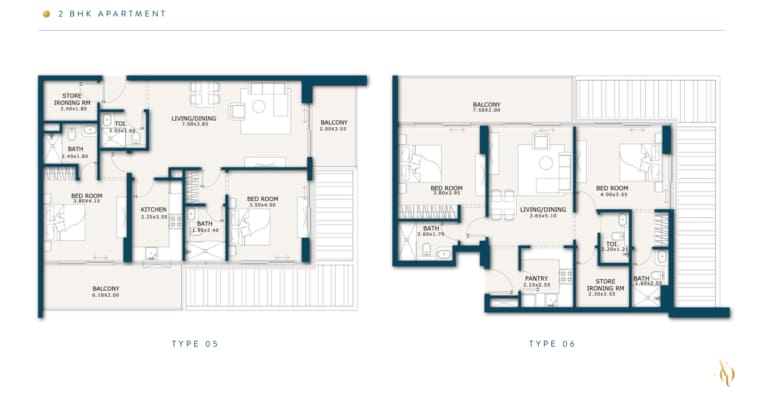 Enqlave 2 Bedroom Apartment Type 5 & 6 Floor Plan