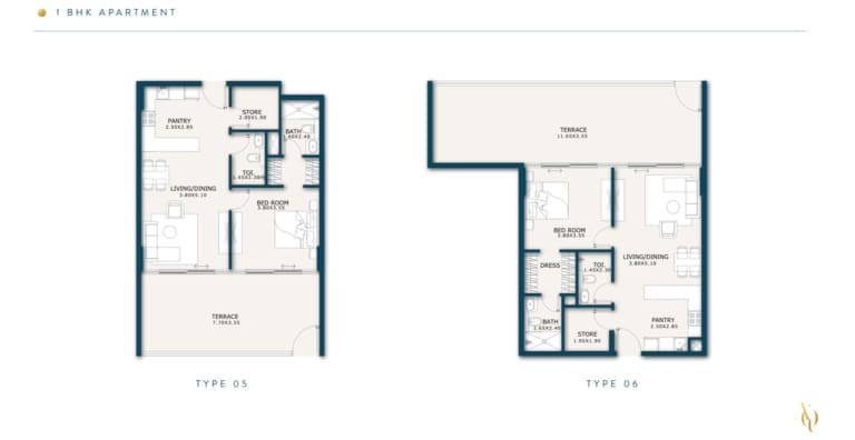 Enqlave 1 Bedroom Apartment Type 5 & 6 Floor Plan