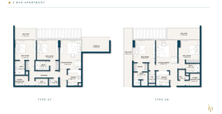 Enqlave 2 Bedroom Apartment Type 7 & 8 Floor Plan