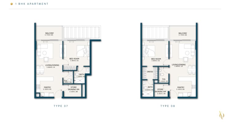 Enqlave 1 Bedroom Apartment Type 7 & 8 Floor Plan