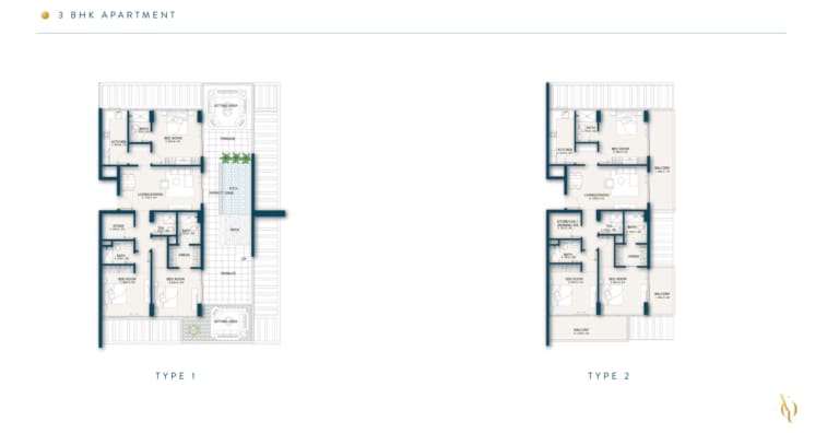 Enqlave 3 Bedroom Apartment Type 1 & 2 Floor Plan
