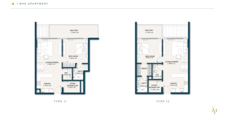 Enqlave 1 Bedroom Apartment Type 11 & 12 Floor Plan