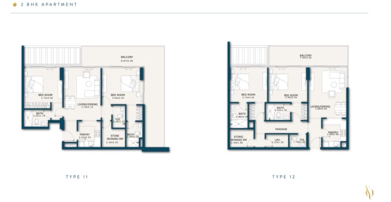 Enqlave 2 Bedroom Apartment Type 11 & 12 Floor Plan