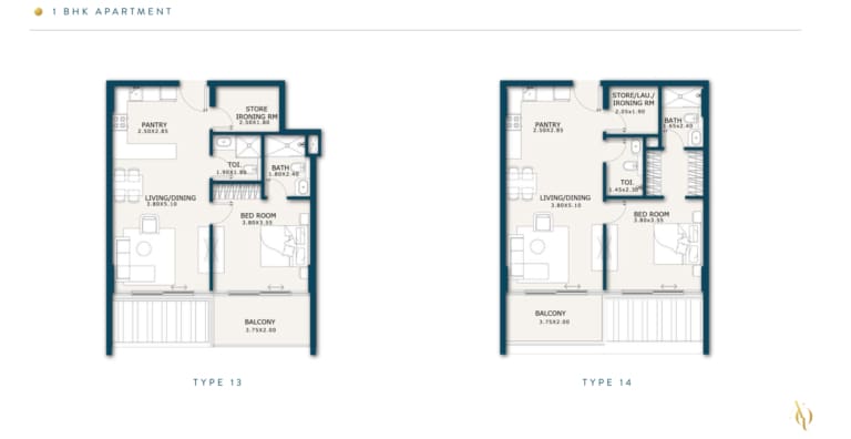 Enqlave 1 Bedroom Apartment Type 13 & 14 Floor Plan