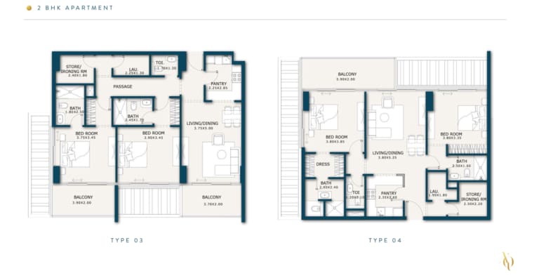 Enqlave 2 Bedroom Apartment Type 3 & 4 Floor Plan
