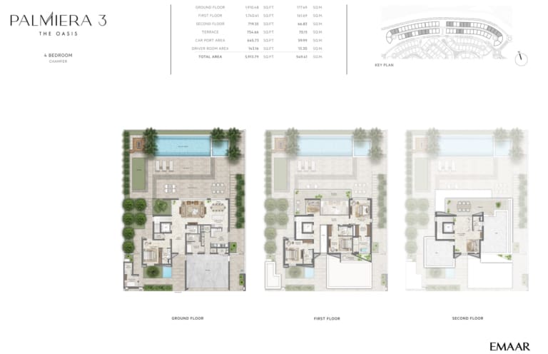 Palmiera Villas 3 – 4 Bedroom Chamfer Villa Floor Plan