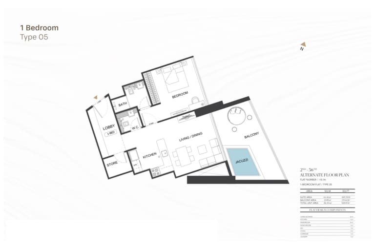 Binghatti Royale 1 Bedroom Type 05 Floor Plan