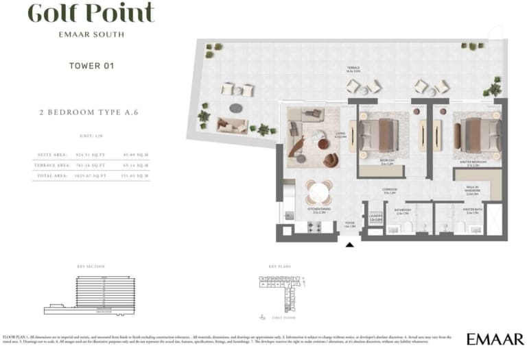 Golf Point Tower 1 – 2 Bedroom Type A.6 Floor Plan