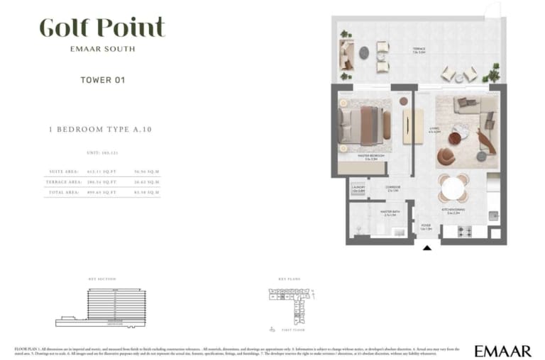 Golf Point Tower 1 – 1 Bedroom Type A.10 Floor Plan