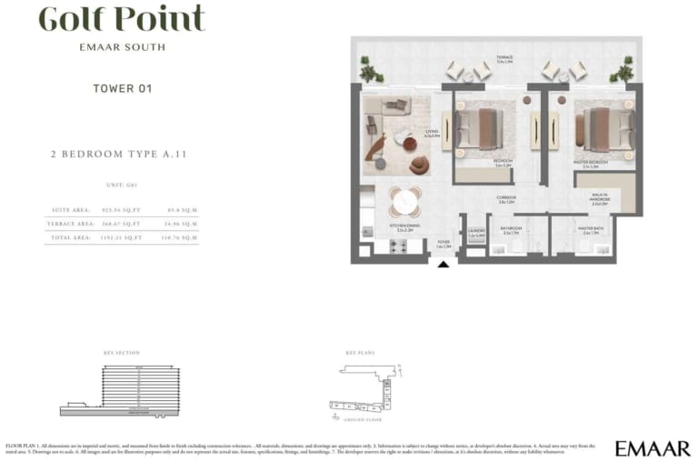 Golf Point Tower 1 – 2 Bedroom Type A.11 Floor Plan