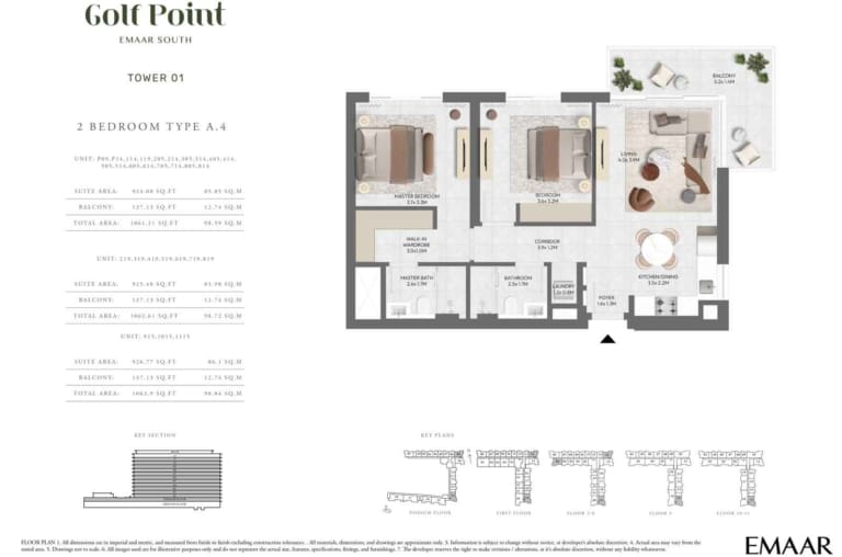 Golf Point Tower 1 – 2 Bedroom Type A.4 Floor Plan