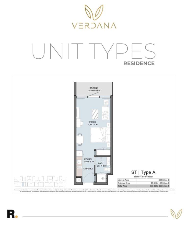 Verdana 6 Studio Apartment Type A Floor Plan