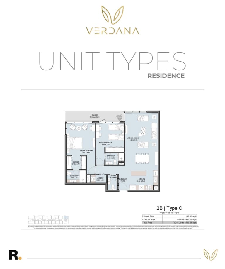 Verdana 6 – 2 Bedroom Apartment Type C Floor Plan