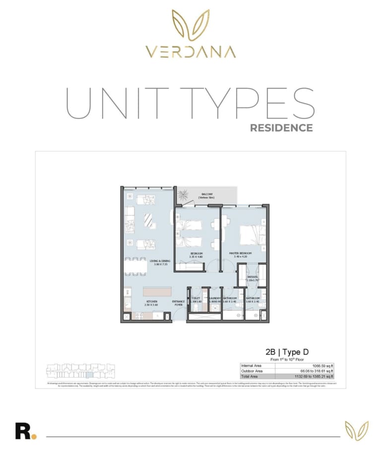 Verdana 6 – 2 Bedroom Apartment Type D Floor Plan