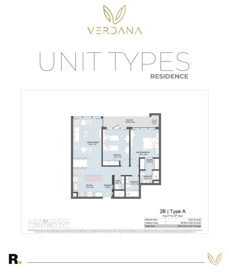 Verdana 6 – 2 Bedroom Apartment Type A Floor Plan