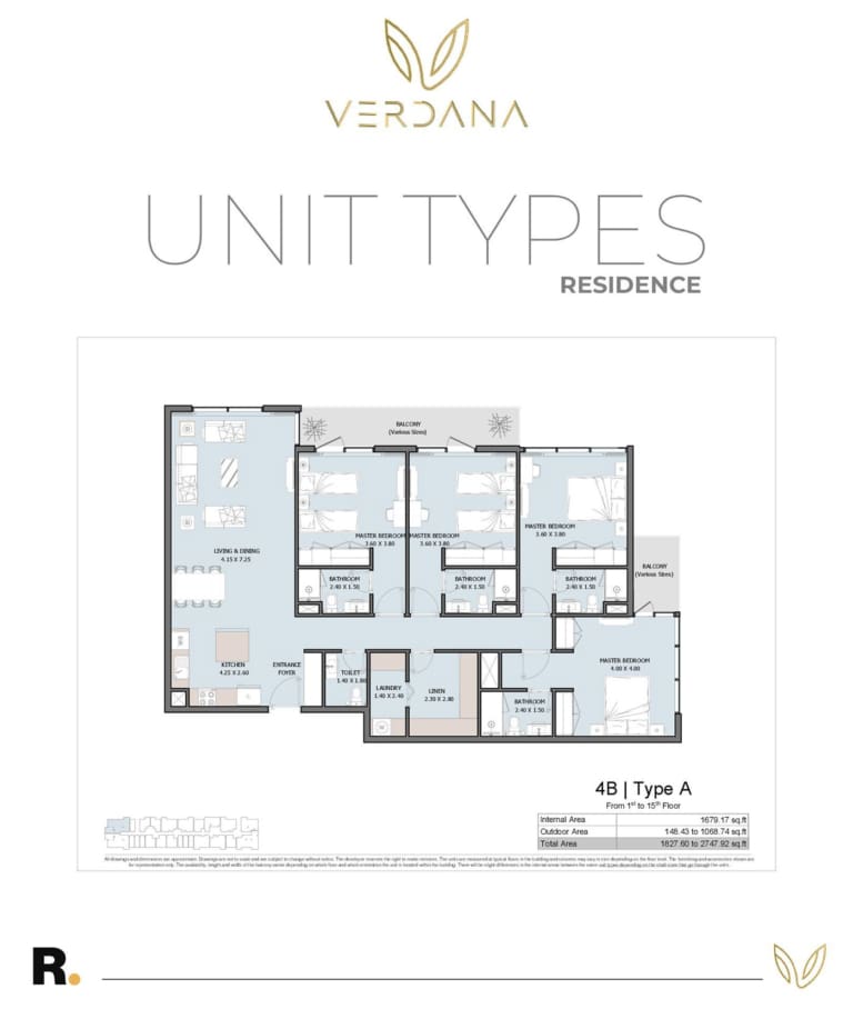 Verdana 6 – 4 Bedroom Apartment Type A Floor Plan