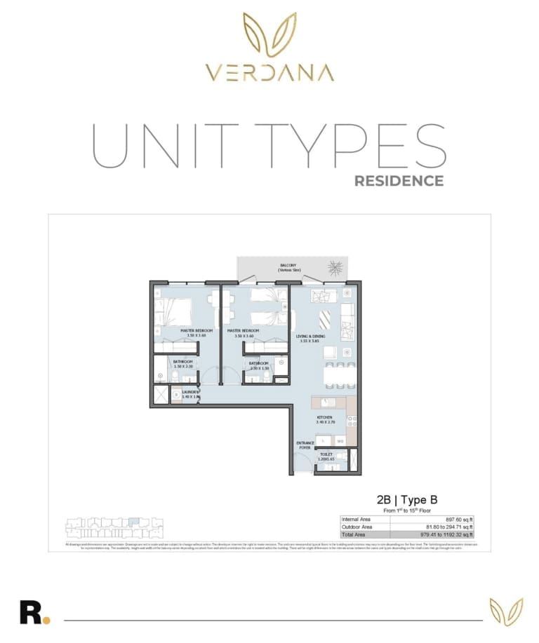 Verdana 6 – 2 Bedroom Apartment Type B Floor Plan