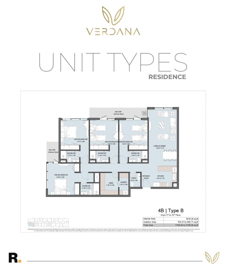 Verdana 6 – 4 Bedroom Apartment Type B Floor Plan