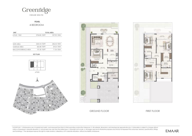 Emaar Greenridge PEARL 4 Bedroom TH-01 Floor Plan