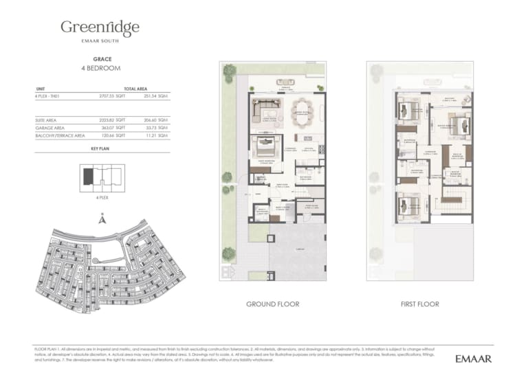 Emaar Greenridge GRACE 4 Bedroom TH-01 Floor Plan