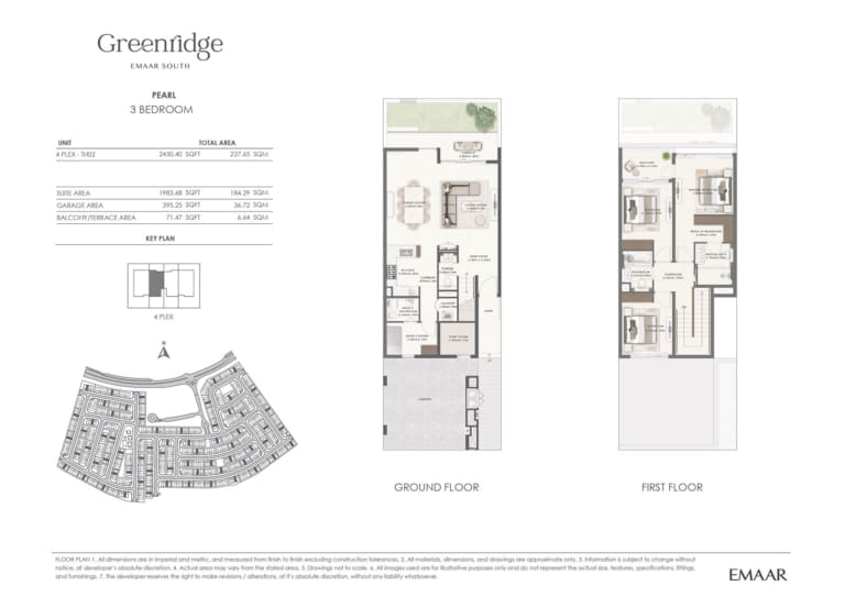 Emaar Greenridge PEARL 3 Bedroom TH-02 Floor Plan