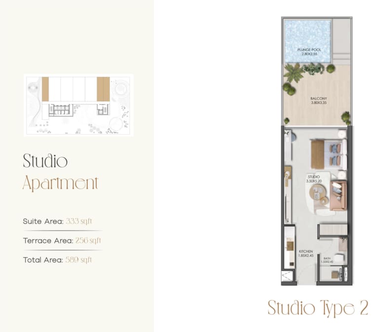 Legado Residence Studio Apartment Type 2 Floor Plan