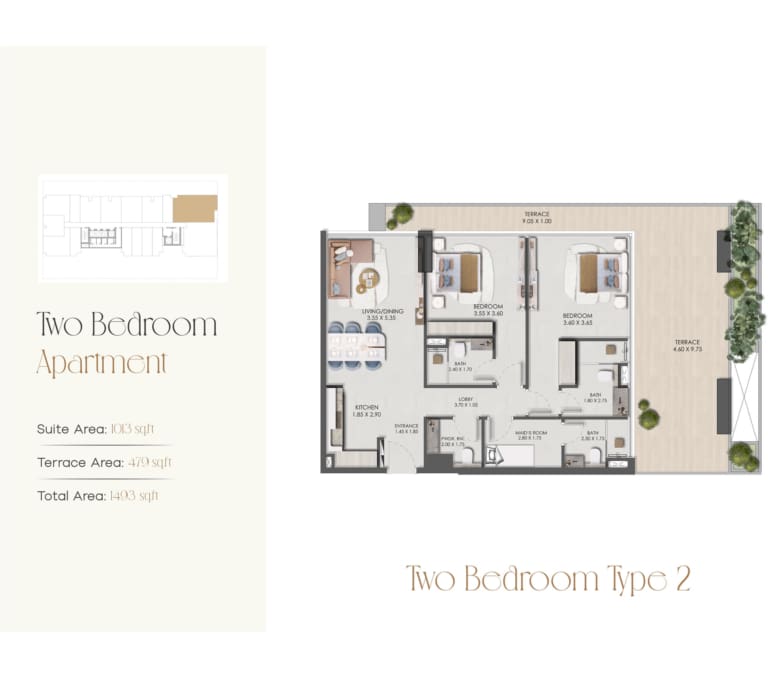 Legado Residence 2 Bedroom Apartment Type 2 Floor Plan