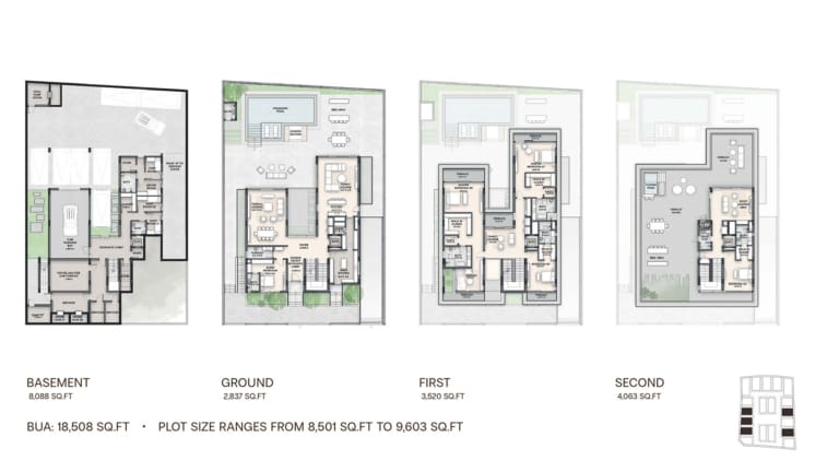 Nineteen Riviera Lagoon 5 Bedroom Villa Plus Maid Floor Plan