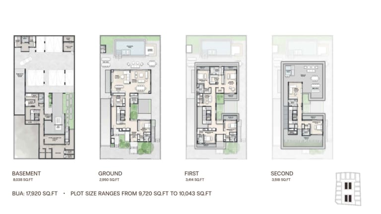 Nineteen Riviera Lagoon 6 Bedroom Villa Plus Maid -1 Floor Plan