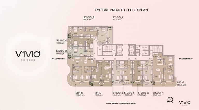 V1VID Residence 2nd to 5th Floor Plan
