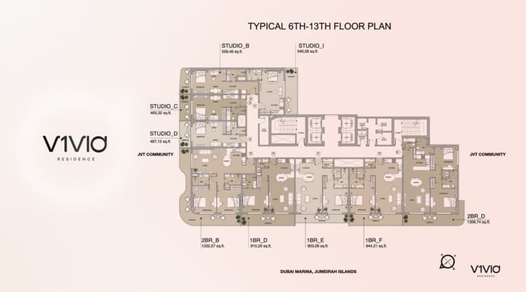 V1VID Residence 6th to 13th Floor Plan