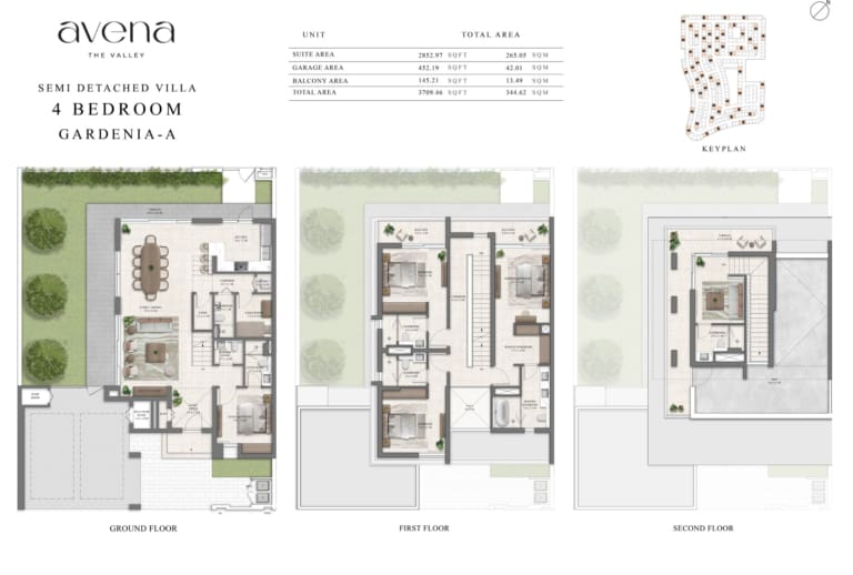 Avena 4 Bedroom Semi Detached Villa Gardenia A Floor Plan