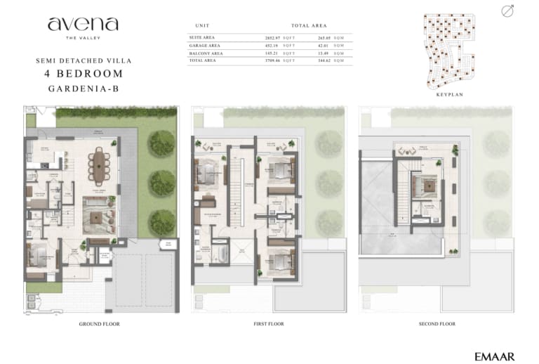 Avena 4 Bedroom Semi Detached Villa Gardenia B Floor Plan