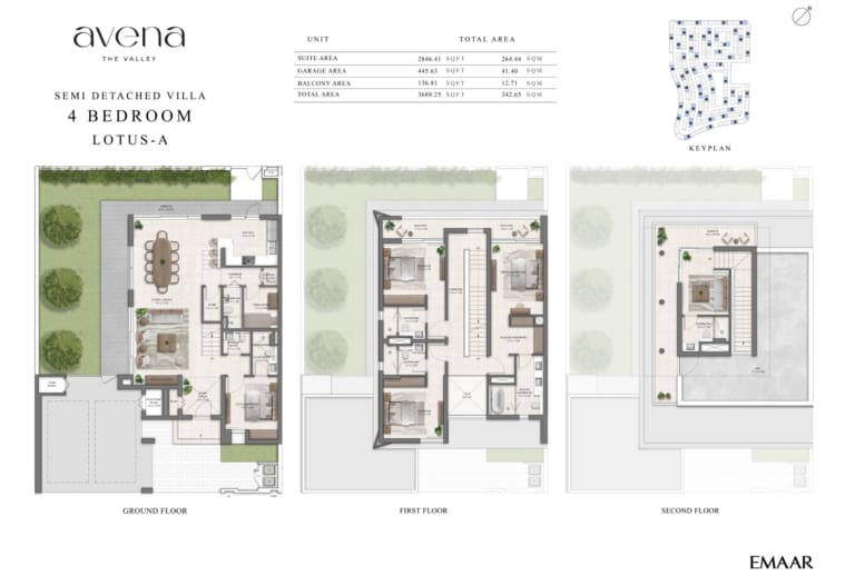 Avena 4 Bedroom Semi Detached Villa Lotus A Floor Plan