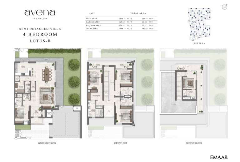 Avena 4 Bedroom Semi Detached Villa Lotus B Floor Plan